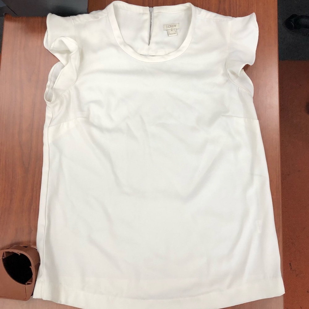 White J. Crew blouse with flutter cap sleeves
